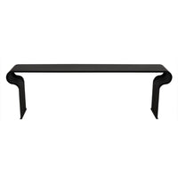 Additional view of Jabali Bench in black, featuring matte finish and integrated continuous bent-metal legs.