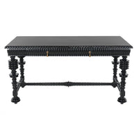Additional view of Portuguese Desk, Small (60"), featuring glossy lacquer, wood, and two front drawers with pulls.