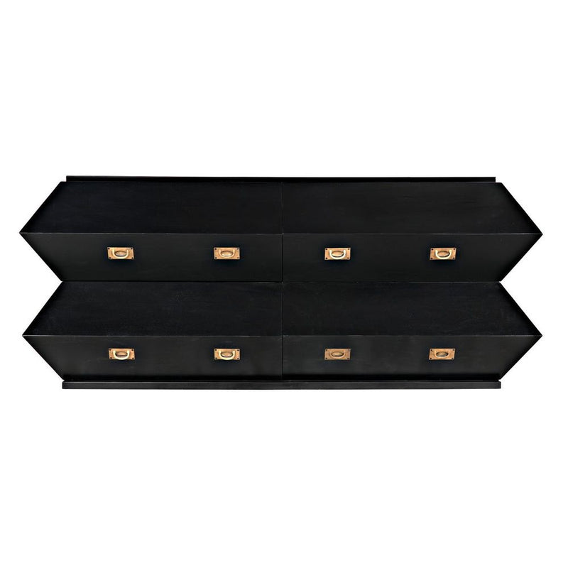 Alternate view of Vico Dresser, featuring matte finish, wood, metal, and eight drawers.
