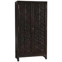 Small Maharadscha Hutch, shown in charcoal and espresso brown with wood, metal, and double hinged doors with central knobs.