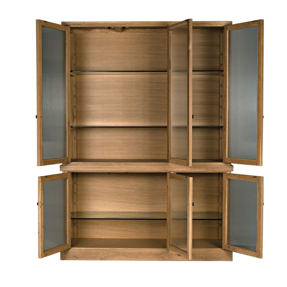 Additional view of Chester Display Cabinet and Hutch in natural light oak and warm beige.