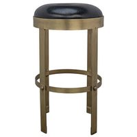 Prince Stool with Leather, Brass Finish-Noir-NOIR-GSTOOL146MB-S-Bar StoolsCounter-4-France and Son