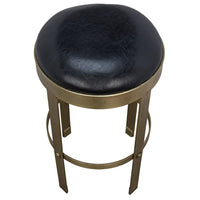 Additional view of Prince Stool with Leather, Brass Finish in black and antique brass.