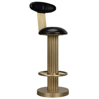 Alternate view of Sedes Bar Stool, featuring upholstered, leather, metal, and circular footrest ring.