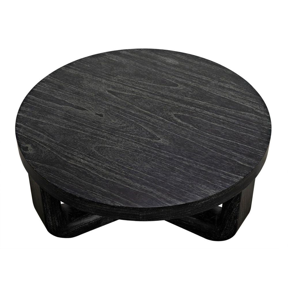 Alternate view of Joel Coffee Table, featuring matte finish, wood, and fixed sculptural tripod base.