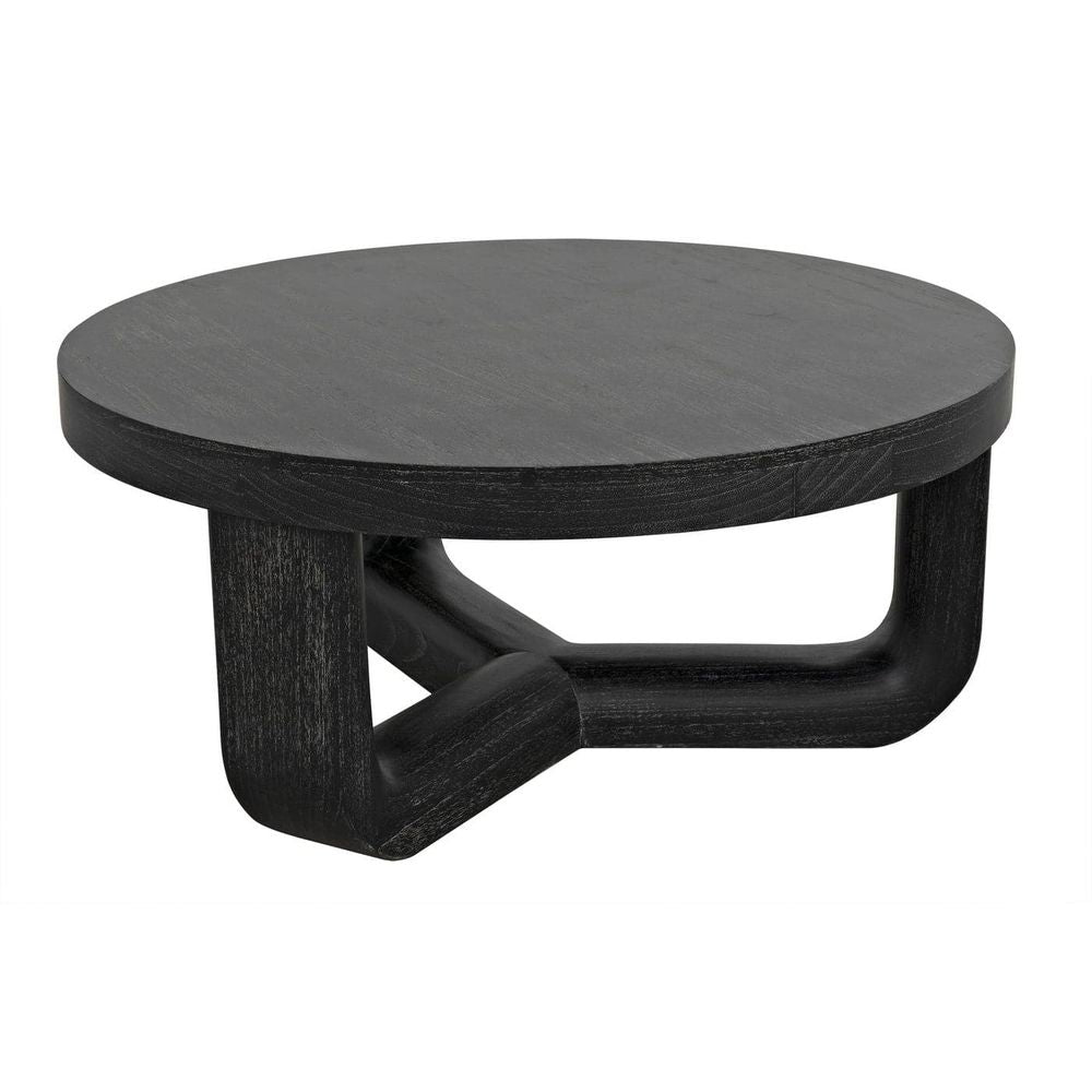 Additional view of Joel Coffee Table in charcoal black and ebony, featuring matte finish and fixed sculptural tripod base.
