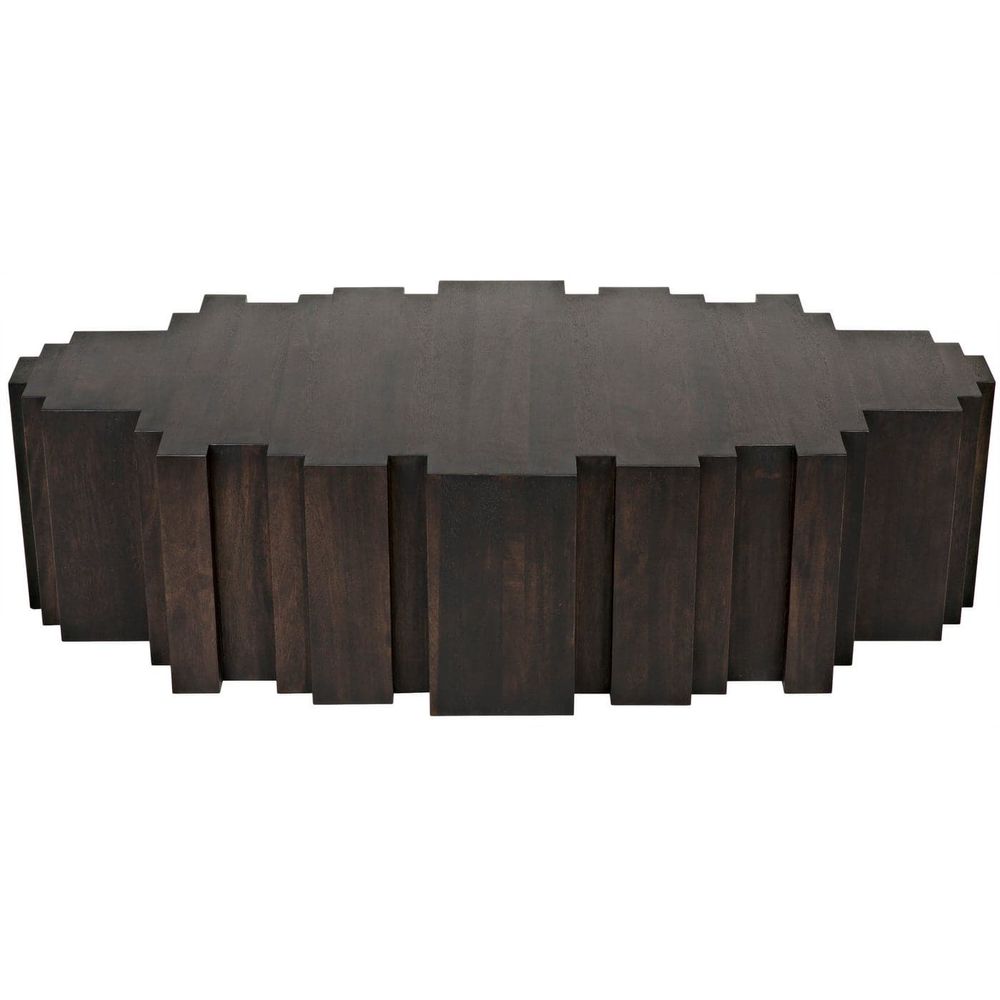Additional view of Royce Coffee Table, featuring matte to low-sheen, wood, and a flat continuous top surface.