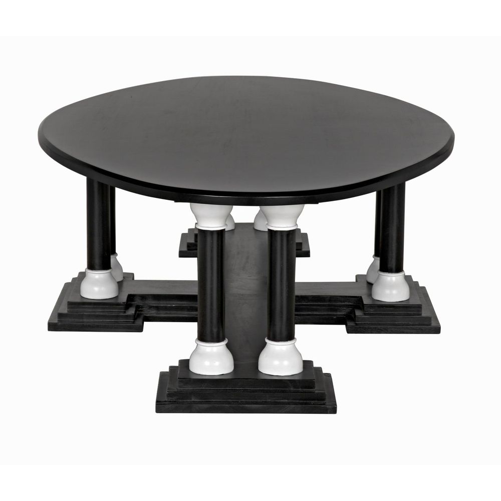 Additional view of Desoto Coffee Table in black and white, featuring painted finish and fixed multi-column base.