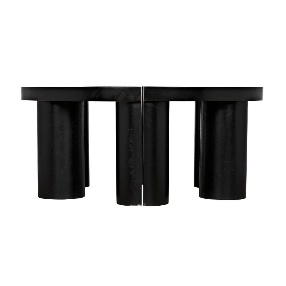 Additional view of Pluto Coffee Table in black, featuring matte finish and two-piece modular split construction.