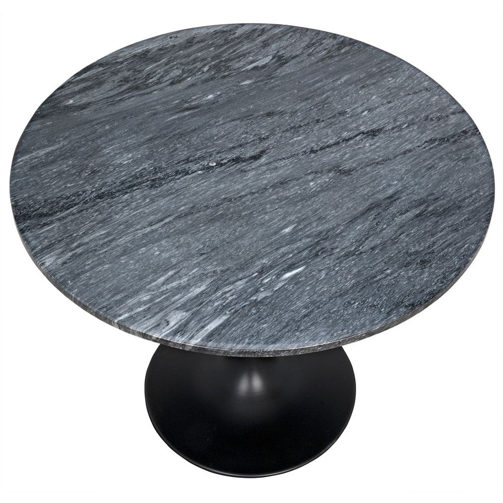 Additional view of Laredo Bistro Table in gray and black, featuring a single pedestal base.