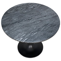 Additional view of Laredo Bistro Table in gray and black, featuring a single pedestal base.