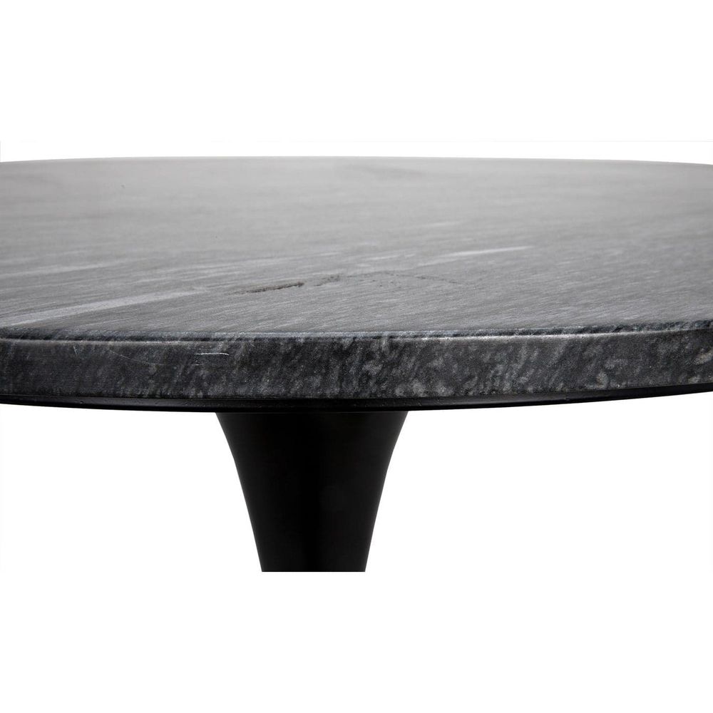 Alternate view of Laredo Bistro Table, featuring stone, metal, and a single pedestal base.