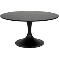 Herno Dining Table, shown in black with iron, metal, and a single pedestal base.