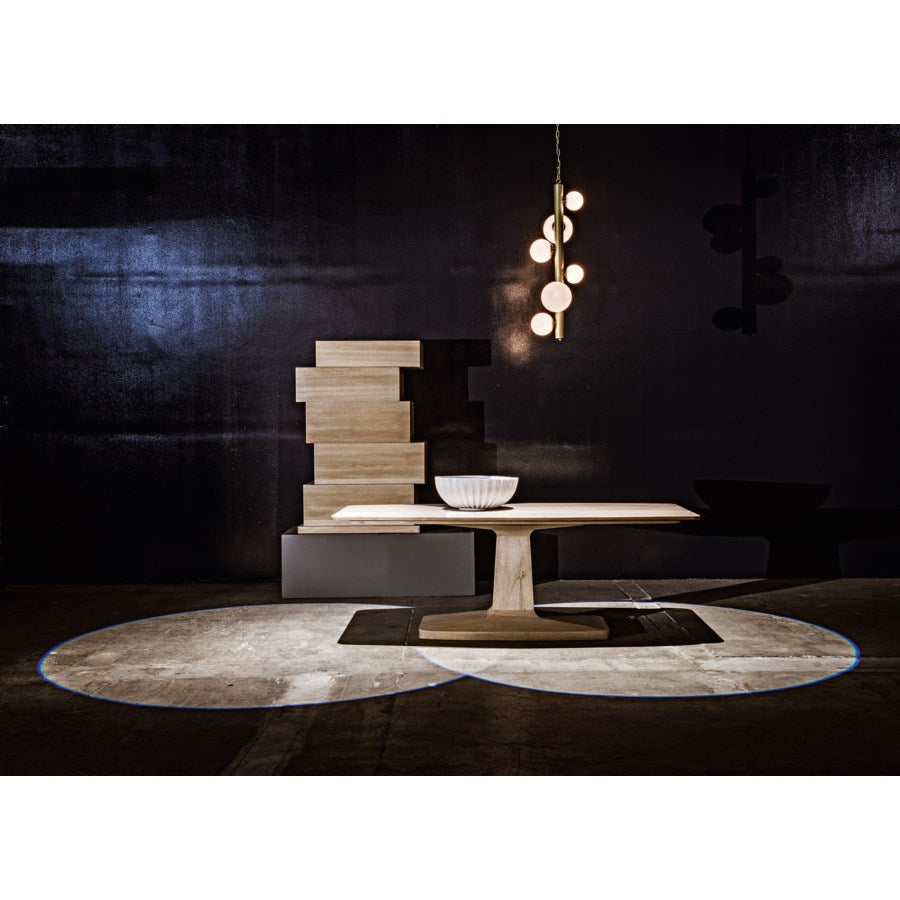 Alternate view of Travis Dining Table, featuring solid wood and a single central pedestal base.