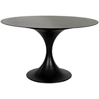 Alternate view of Herno Dining Table, featuring matte finish, iron, metal, and a single pedestal base.