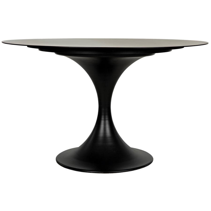 Additional view of Herno Dining Table in black, featuring matte finish and a single pedestal base.