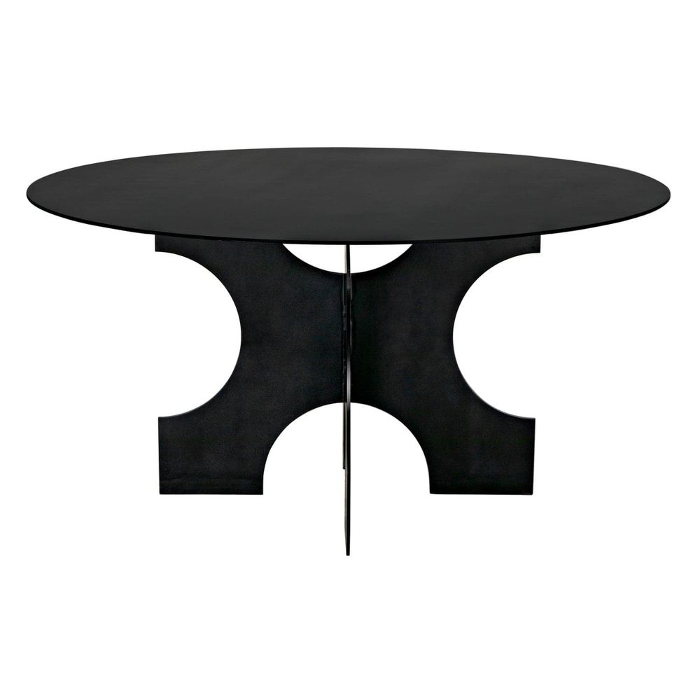 Additional view of Element Dining Table in black, featuring matte finish and a round dining surface.