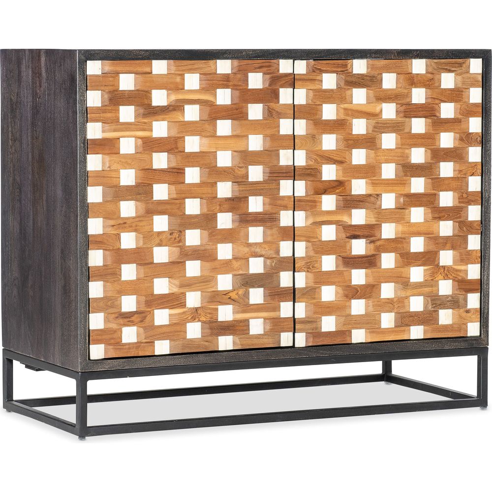 Alternate view of Commerce and Market Weaver 2-Door Accent Chest in medium brown and white.