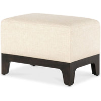 Additional view of Archives Ottoman in ivory and cream, featuring textured woven upholstery and fixed low rectangular seat.