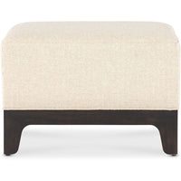 Archives Ottoman, shown in ivory and cream with fabric, wood, and fixed low rectangular seat.