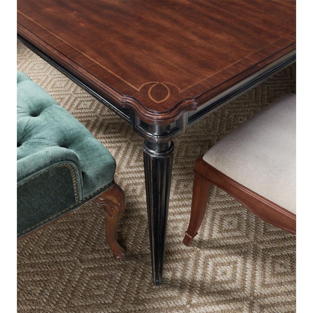 Additional view of Charleston Rectangle Leg Dining Table w-2-22in leaves in dark walnut brown and black.