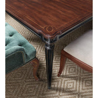 Additional view of Charleston Rectangle Leg Dining Table w-2-22in leaves in dark walnut brown and black.