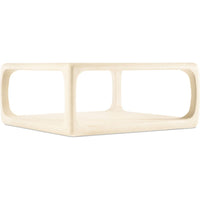 Additional view of Westwood Square Cocktail Table in ivory and cream, featuring matte finish and open lower shelf.