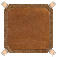 Additional view of Archives Game Table in warm brown burl and cognac brown.