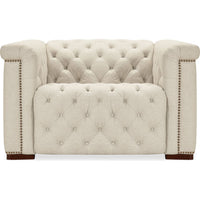 Alternate view of Savion Deux Power Recliner with Power Headrest in beige and cream.