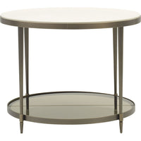 Alternate view of Oberon End Table in off-white and antique brass.