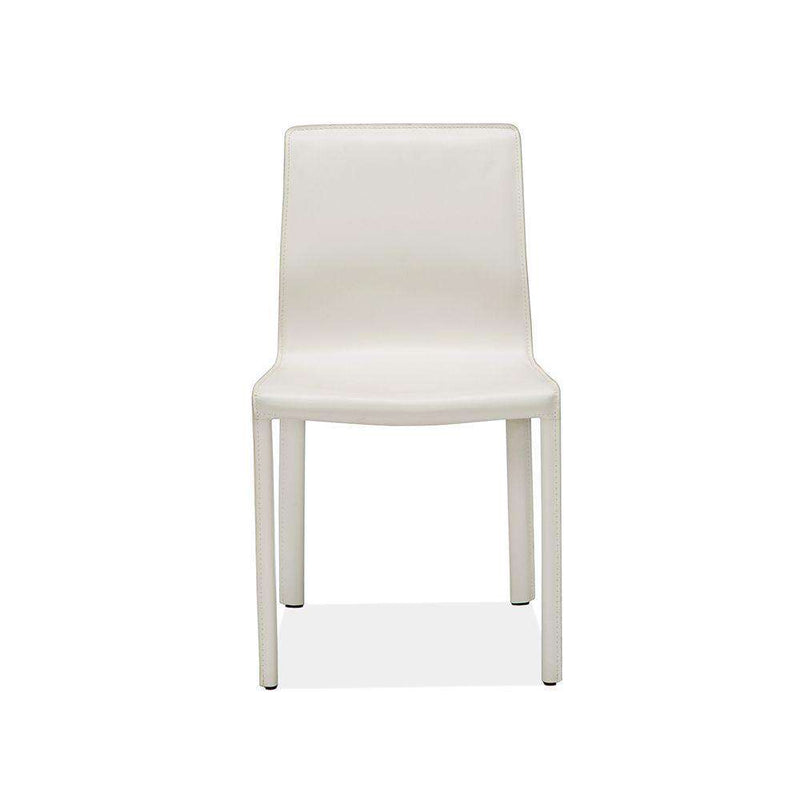 Jada Dining Chair, shown in white with leather and a fully upholstered frame.