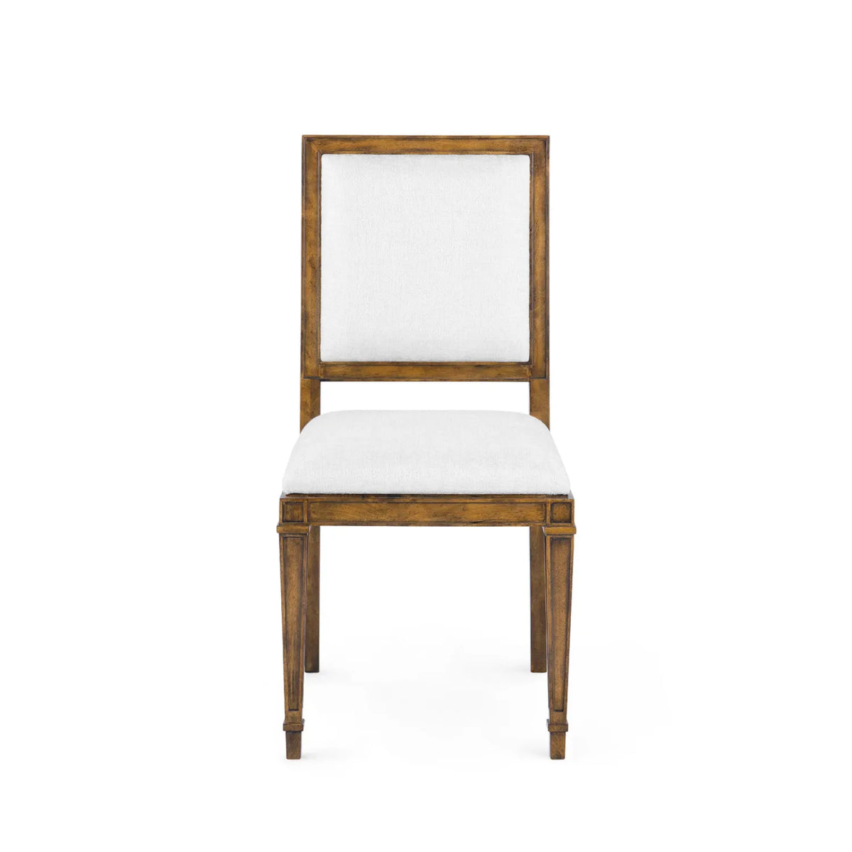 Jackson Occasional Chair, shown in warm brown and off-white with rubberwood, textile, and a upholstered seat.
