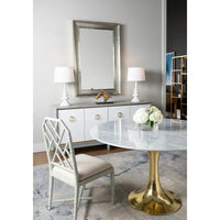 Additional view of Jardin Occasional Chair in light gray and cream, featuring lacquered finish and a upholstered seat.
