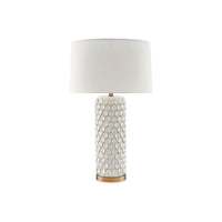 Additional view of Calla Lily White Table Lamp in white and off-white, featuring brushed antique brass and a table lamp base.