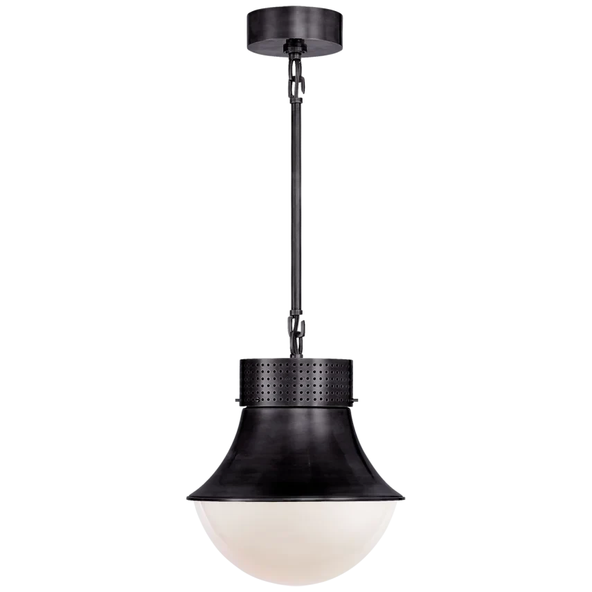 Alternate view of Precila Small Pendant, featuring polished chrome finish, metal, glass, and a ceiling-mounted canopy.