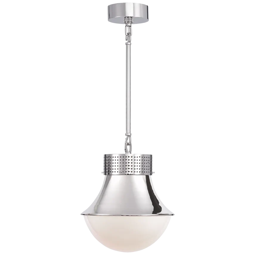 Additional view of Precila Small Pendant in brass and black, featuring polished chrome finish and a ceiling-mounted canopy.