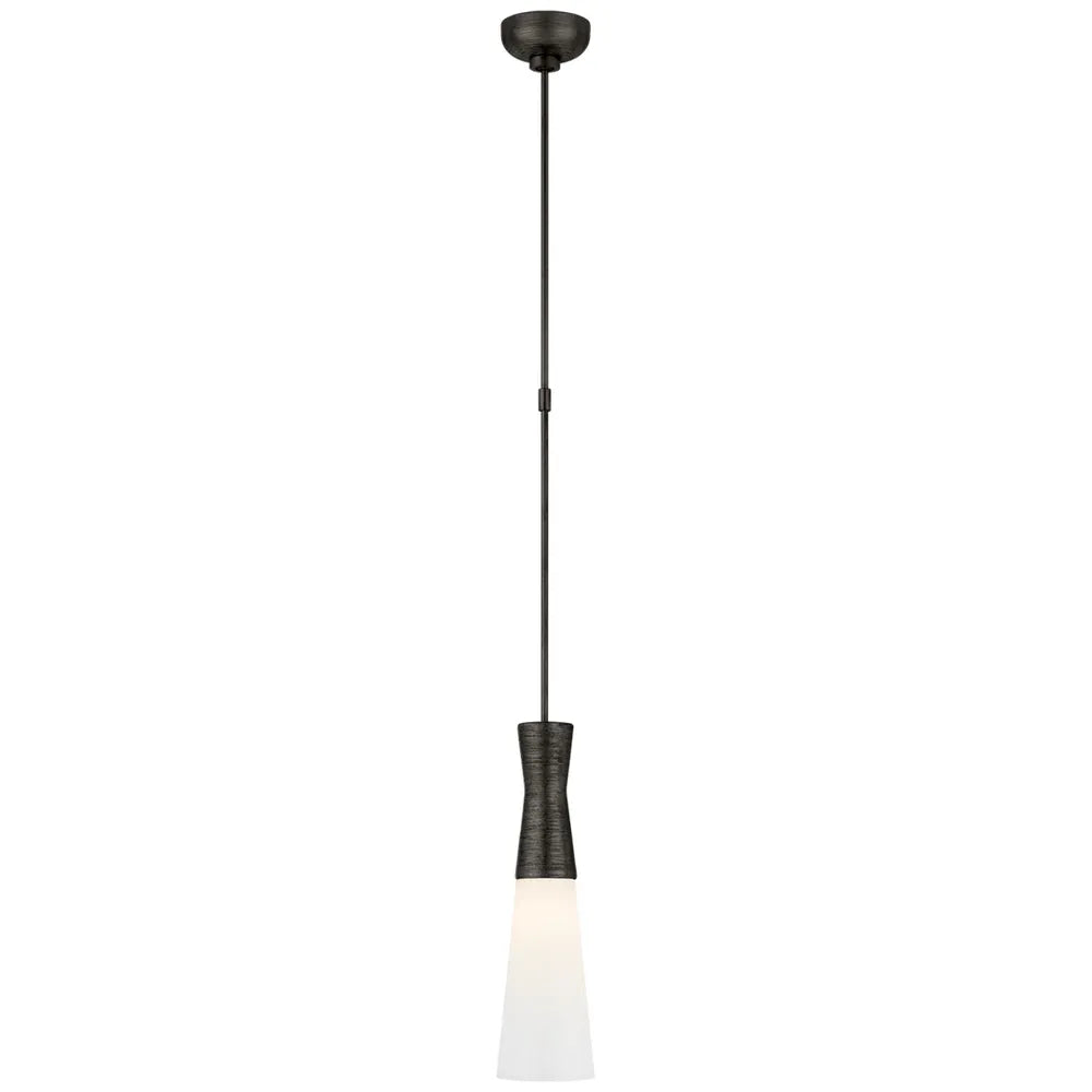 Uropia Pendant, shown in dark bronze and gold with metal, frosted glass, and a ceiling canopy mount.
