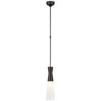 Uropia Pendant, shown in dark bronze and gold with metal, frosted glass, and a ceiling canopy mount.