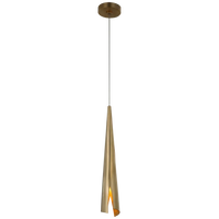 Pieboe Delicate Wrapped Pendant, shown in brushed brass gold and dark bronze with metal and a ceiling canopy mount.