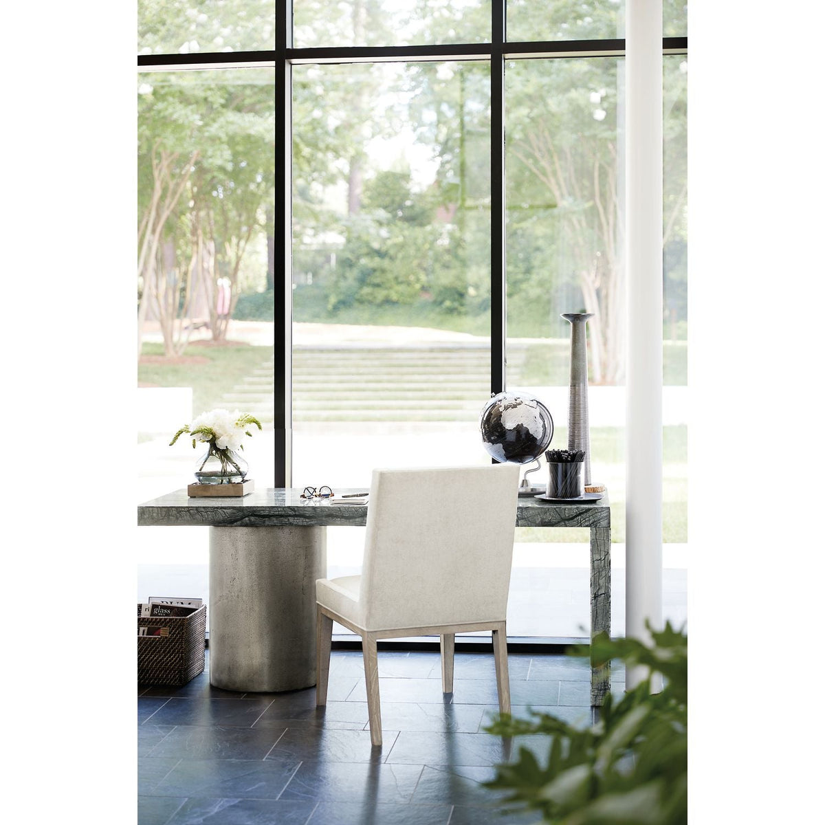 Linea Side Chair in Cerused Greige Finish