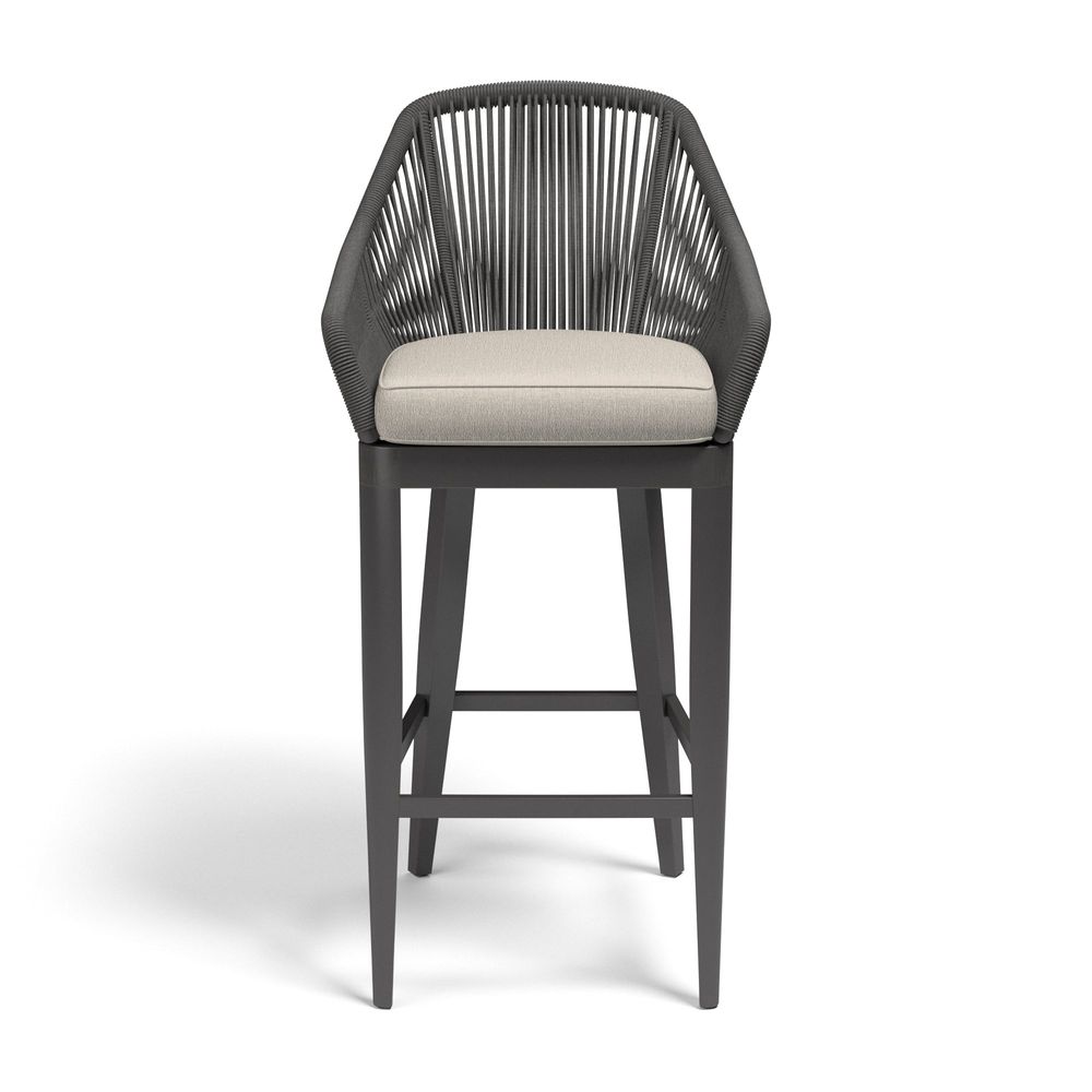 Alternate view of Milano Barstool in Echo Ash w/ Self Welt in dark charcoal gray and light beige.
