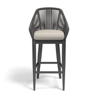 Alternate view of Milano Barstool in Echo Ash w/ Self Welt in dark charcoal gray and light beige.