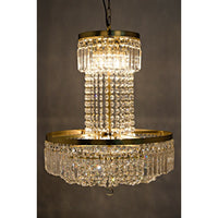 Alternate view of St. Petersburg Chandelier, featuring crystal, brass metal, and ceiling-hung chain suspension.