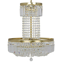 St. Petersburg Chandelier, shown in clear and antique brass gold with crystal and brass metal.