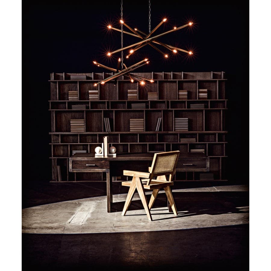 Alternate view of Ikram Chandelier, featuring matte finish, metal, glass, and chain-hung ceiling suspension.