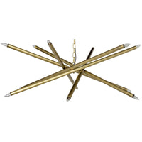 Ikram Chandelier, shown in antique brass and dark bronze with metal, glass, and chain-hung ceiling suspension.