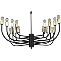 Additional view of Claude Chandelier in black and brass, featuring ceiling-suspended multi-light fixture.