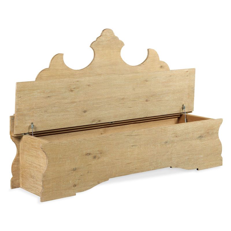 Alternate view of Folk Storage Bench Seat, featuring matte finish, wood, and lift-top integrated storage compartment.