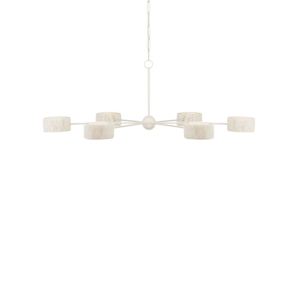 Monreale White Chandelier, shown in white and off-white with wrought iron, paper, and chain-hung suspension.