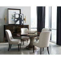 Alternate view of Glide Side Chair, featuring textured upholstery finish, woven fabric, wood, and armless.